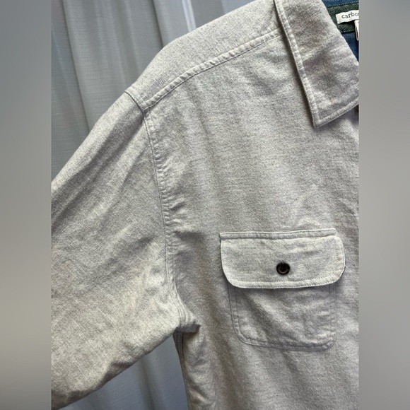 Carbon2cobalt oatmeal button cotton shirt | size large - Picture 2 of 3